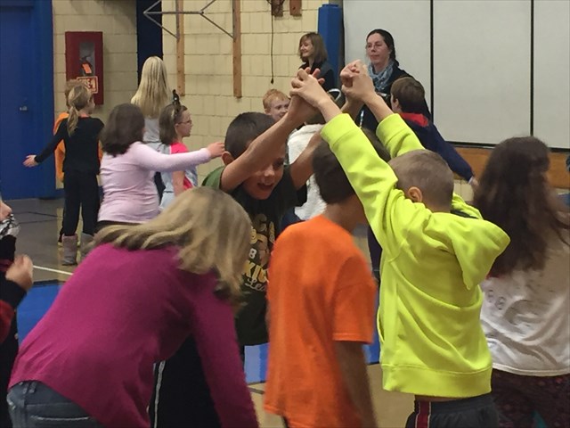 Fourth Graders go under the bridge at the Josiah Bartlett School, Bartlett, NH